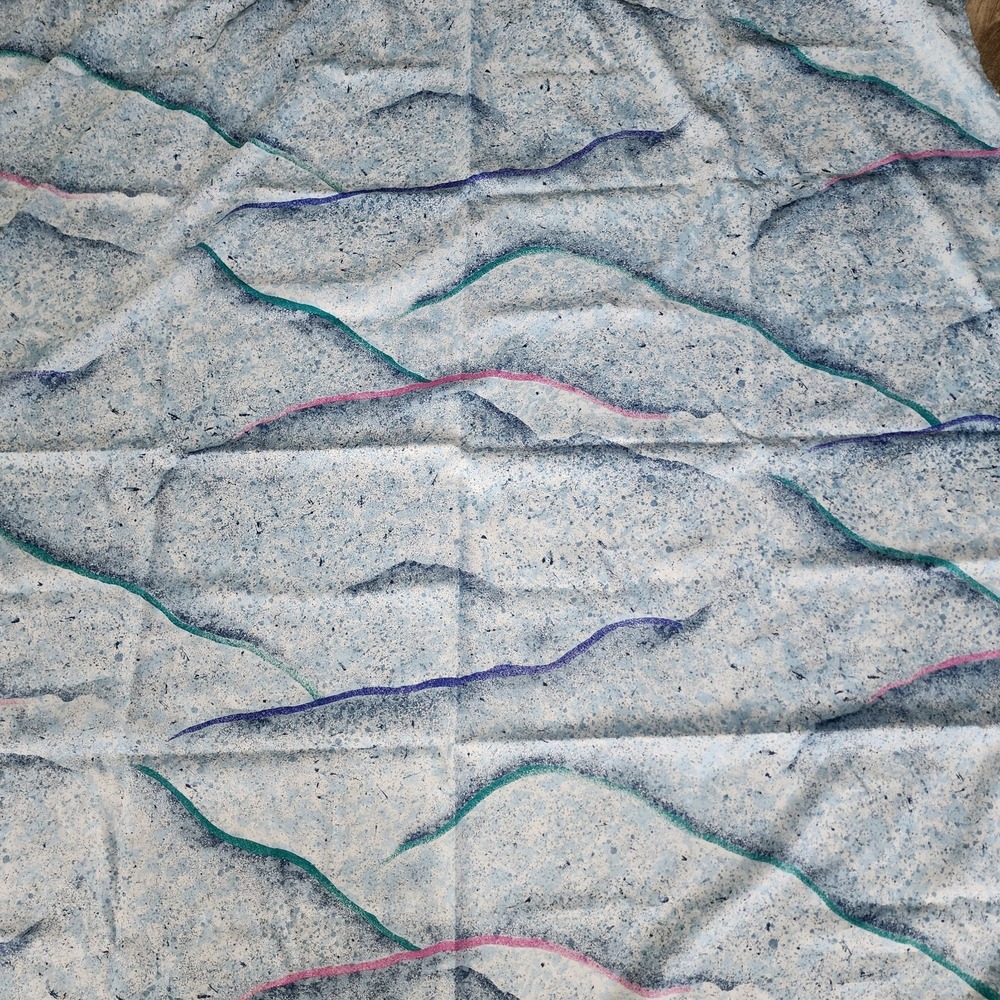 Vintage 90s Splash Blue Geometric Shower Curtain 70"